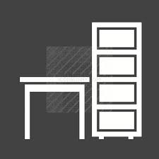 Table With Shelves Glyph Inverted Icon