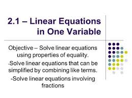 Equations Solving Linear Equations