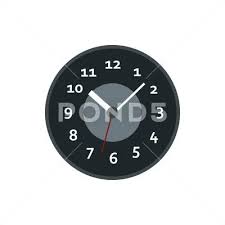 Black Wall Clock Icon Flat Style