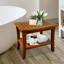 20 Teak Shower Bench Seat With Shelf