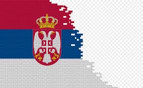 Serbia Flag On Broken Brick Wall Empty