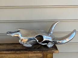 Cast Aluminum Steer Bull Cow Skull With