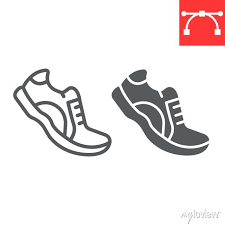 Running Shoes Line And Glyph Icon