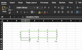 Sum Of Cells C5 Through C7 By Cell C4