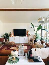 Boho Living Room Leather Sofa