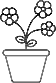 Flower Plant Pot Icon In Black Outline