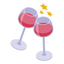 Wine Glass Cheers Icon Isometric Style