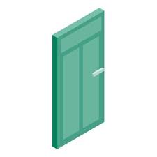 Green Interior Door Icon Cartoon Style
