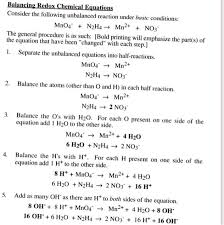 Balancing Redox Chemical Equations