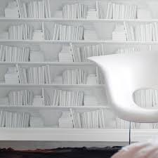 Traditional Wallpaper White Bookshelf