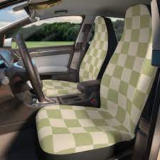 Set Of 2 Green Checd Car Seat
