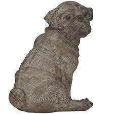 Litton Lane Brown Polystone Pug Dog Sculpture