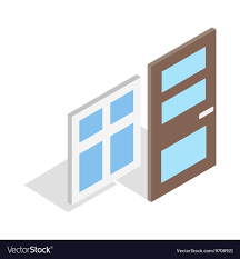 Door And Window Icon Isometric 3d Style