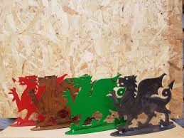 Metal Welsh Dragon Rusty Painted