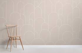 Pink Art Deco Outline Arches Wallpaper