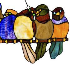 River Of Goods Birds On A Wire Stained Glass Window Panel