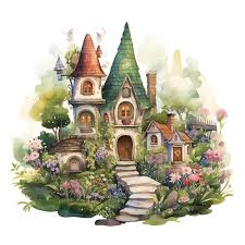 Watercolor Of A Charming Fairy Garden