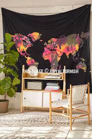Large Tie Dye World Map Tapestry