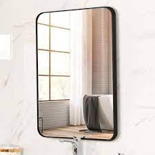 Seafuloy 22 In W X 30 In H Classic Wall Mirror For Bathroom Metal Frame Rectangle Vanity Mirror Black