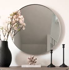 Round Framed Mirror Decorative Circle Mirror Brushed Nickel Silver Wall Mirror Wall Decor Multiple Finishes Size 30 X 30
