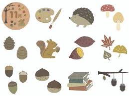 November Icon Set Watercolor Style