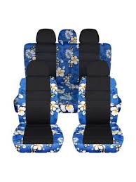 Hawaiian Print And Black Car Seat