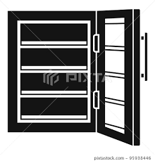 Glass Door Fridge Icon Simple