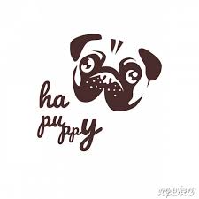 Pug Dog Face Line Icon Linear Style