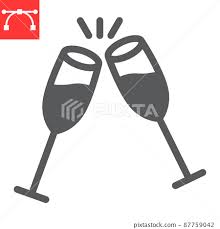 Champagne Glasses Glyph Icon Merry