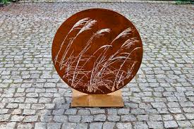 Garden Sculpture Corten Grasses Cut Art