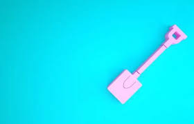 Pink Garden Shovel Icon Isolated On