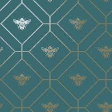 Honeycomb Bee Wallpaper Teal World Of