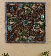 Wooden Fl Carved Wall Hanging Panel