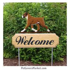 Boxer Dog Fawn Natural Welcome Sign