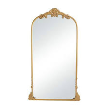 Litton Lane 72 In X 42 In Tall Ornate Arched Acanthus Oval Framed Gold Scroll Wall Mirror
