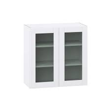 J Collection Glacier White Shaker Assembled Wall Kitchen Cabinet With Glass Door 30 In W X 30 In H X 14 In D