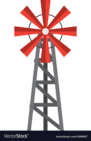 Windmill Farm Isolated Icon Royalty