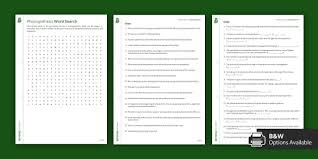 Photosynthesis Word Search Teacher