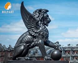 Bronze Winged Lion Statue