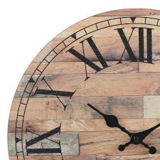 Stonebriar Collection Natural Wood Roman Numeral Wall Clock