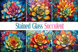 Stained Glass Succulent Graphic By Pro