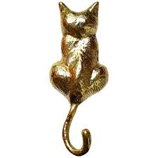 Brass Cat Door Knocker Polished Brass