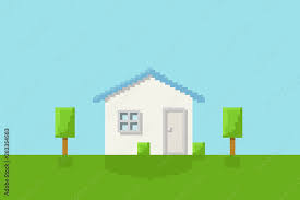 Front View Of A House On The Grass With