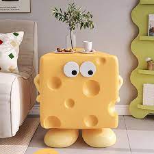 Cheese Themed Side Table Quirky Decor