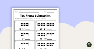 Subtraction Worksheets 10 20 Frame