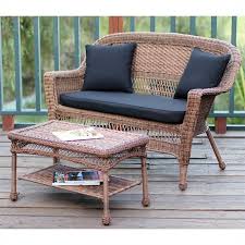 Jeco Wicker Patio Love Seat And Coffee