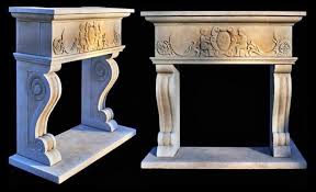 Italian Stone Fireplace With Emblem And