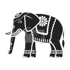 Indian Elephant Icon In Black Style