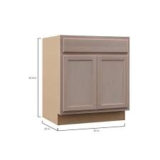 Hampton Bay 30 In W X 24 In D X 34 5 In H Assembled Sink Base Kitchen Cabinet In Unfinished With Recessed Panel
