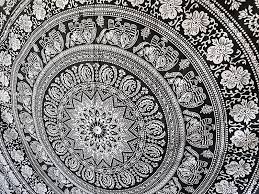 Black White Double Elephant Tapestry